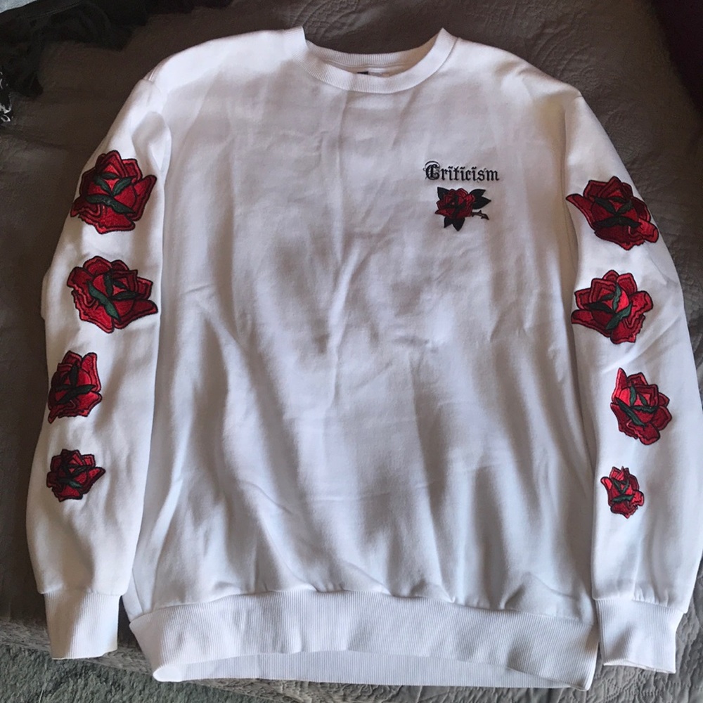 H&M embroidered rose sweater
